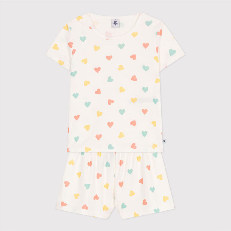 kinderpyjama katoen, zomerhartjes - PETIT BATEAU