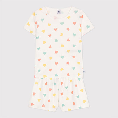 kinderpyjama katoen, zomerhartjes - PETIT BATEAU
