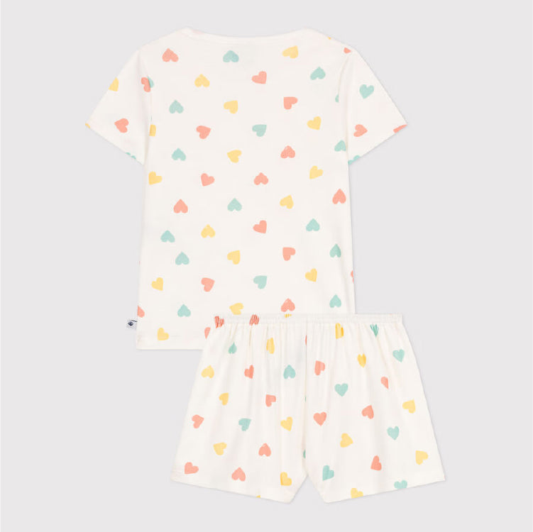 kinderpyjama katoen, zomerhartjes - PETIT BATEAU