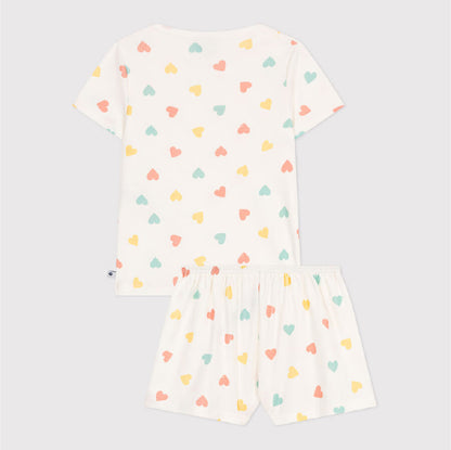 kinderpyjama katoen, zomerhartjes - PETIT BATEAU