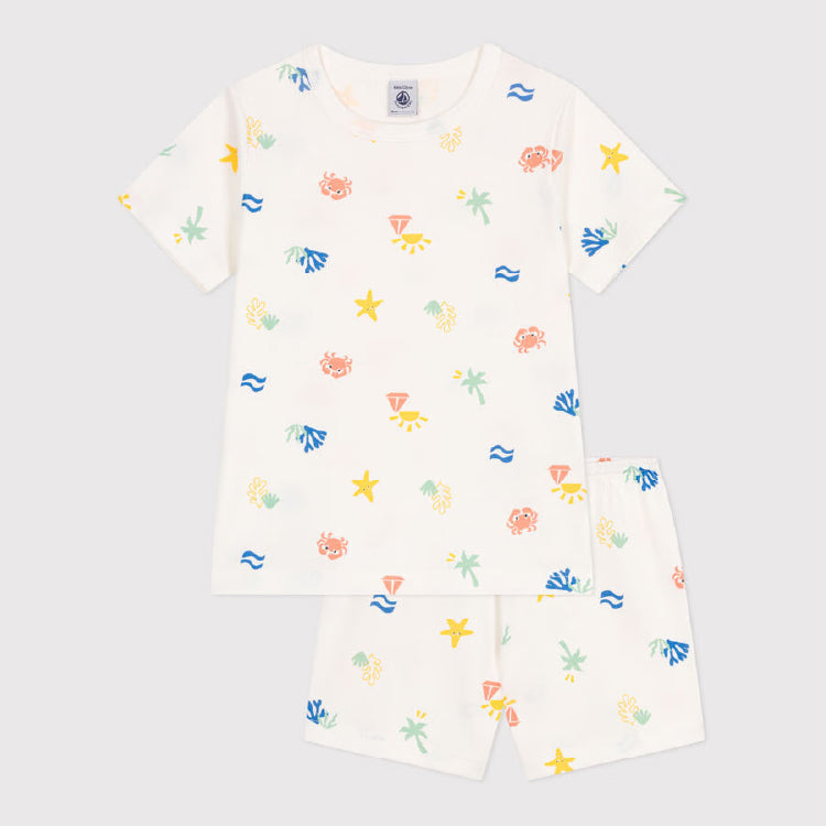 kinderpyjama katoen, zeeprint - PETIT BATEAU