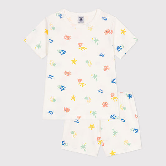 kinderpyjama katoen, zeeprint - PETIT BATEAU