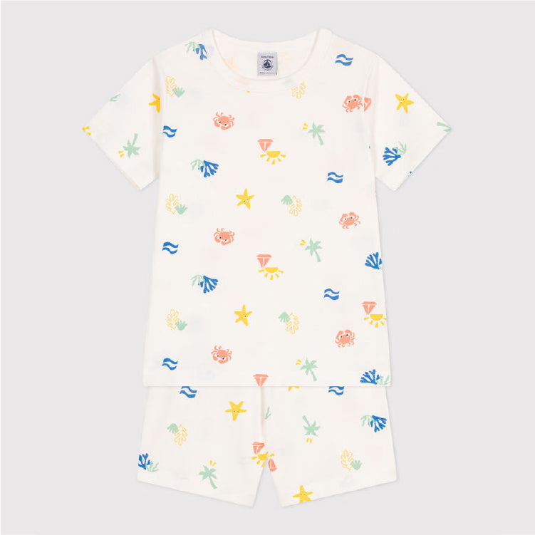 kinderpyjama katoen, zeeprint - PETIT BATEAU