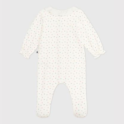 pyjama fluweel, kraag+hartjesprint - PETIT BATEAU