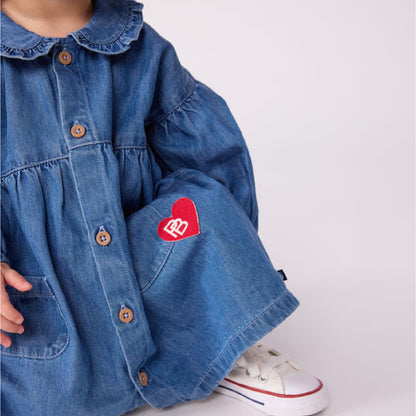 jurkje lange mouwen + kraagje, jeans - PETIT BATEAU