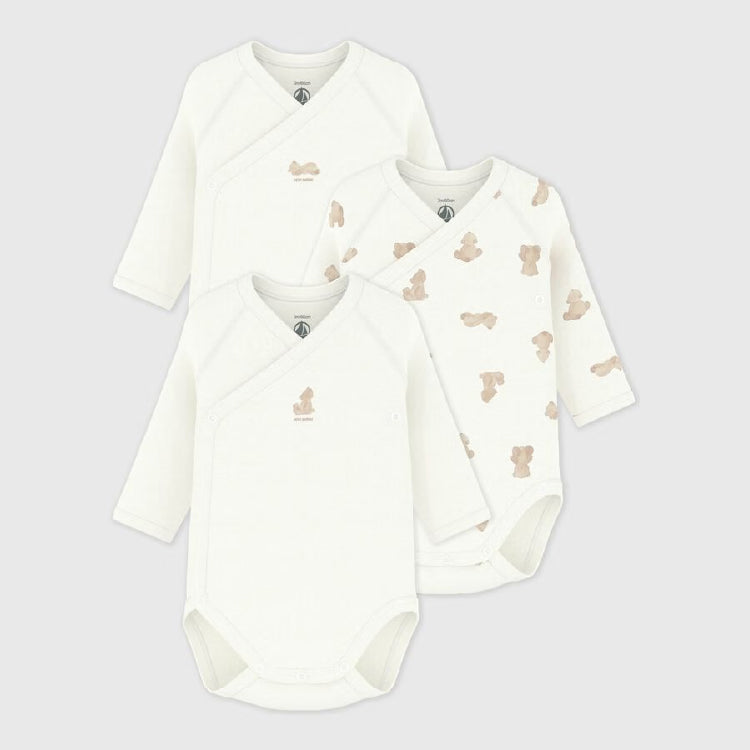 body lange mouw, 3-pack, beertjes - PETIT BATEAU