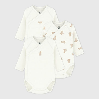 body lange mouw, 3-pack, beertjes - PETIT BATEAU
