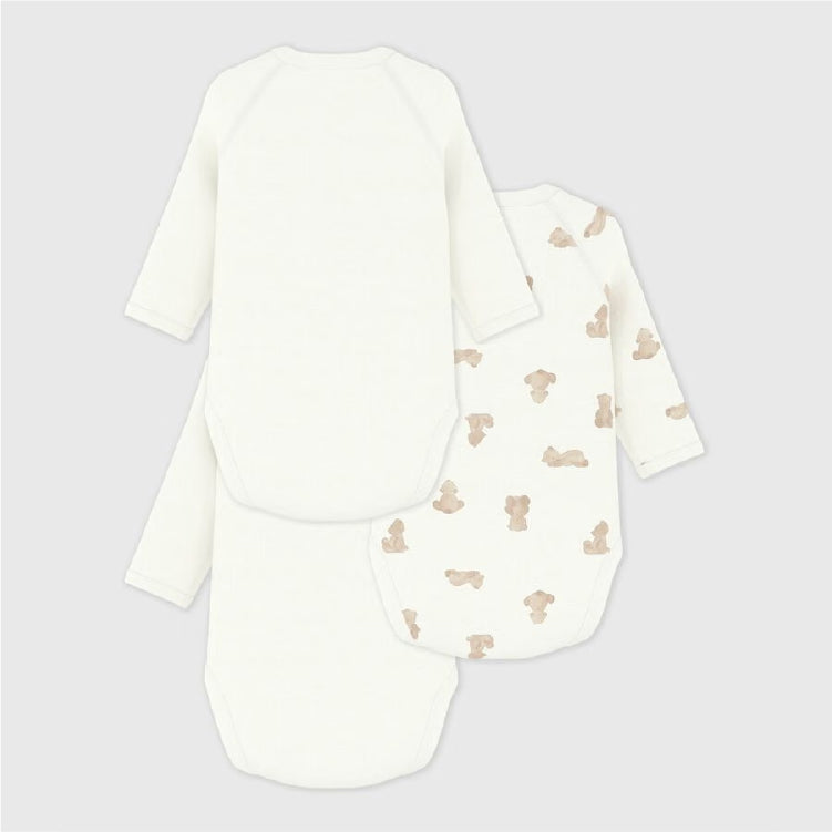body lange mouw, 3-pack, beertjes - PETIT BATEAU