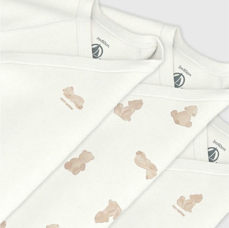 body lange mouw, 3-pack, beertjes - PETIT BATEAU