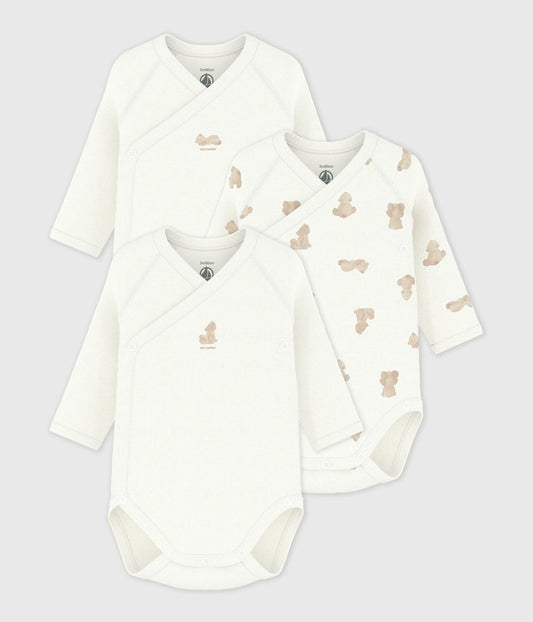 body lange mouw, 3-pack, beertjes - PETIT BATEAU