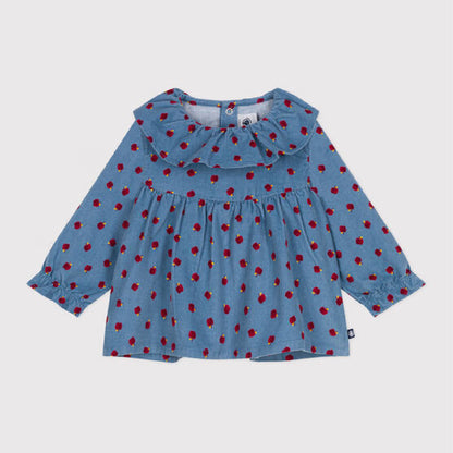 blouse fluweel, appelprint - PETIT BATEAU