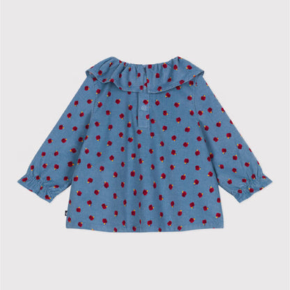 blouse fluweel, appelprint - PETIT BATEAU