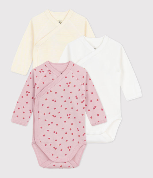 body lange mouw, 3-pack, appeltjes - PETIT BATEAU
