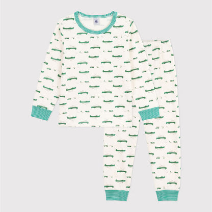 kinderpyjama geruwde fleece, krokoprint - PETIT BATEAU
