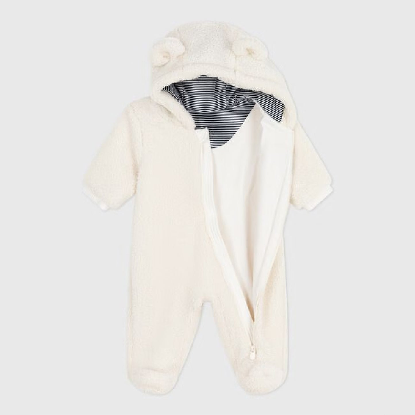 buitenpak met oortjes sherpa, milk - PETIT BATEAU