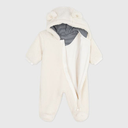 buitenpak met oortjes sherpa, milk - PETIT BATEAU