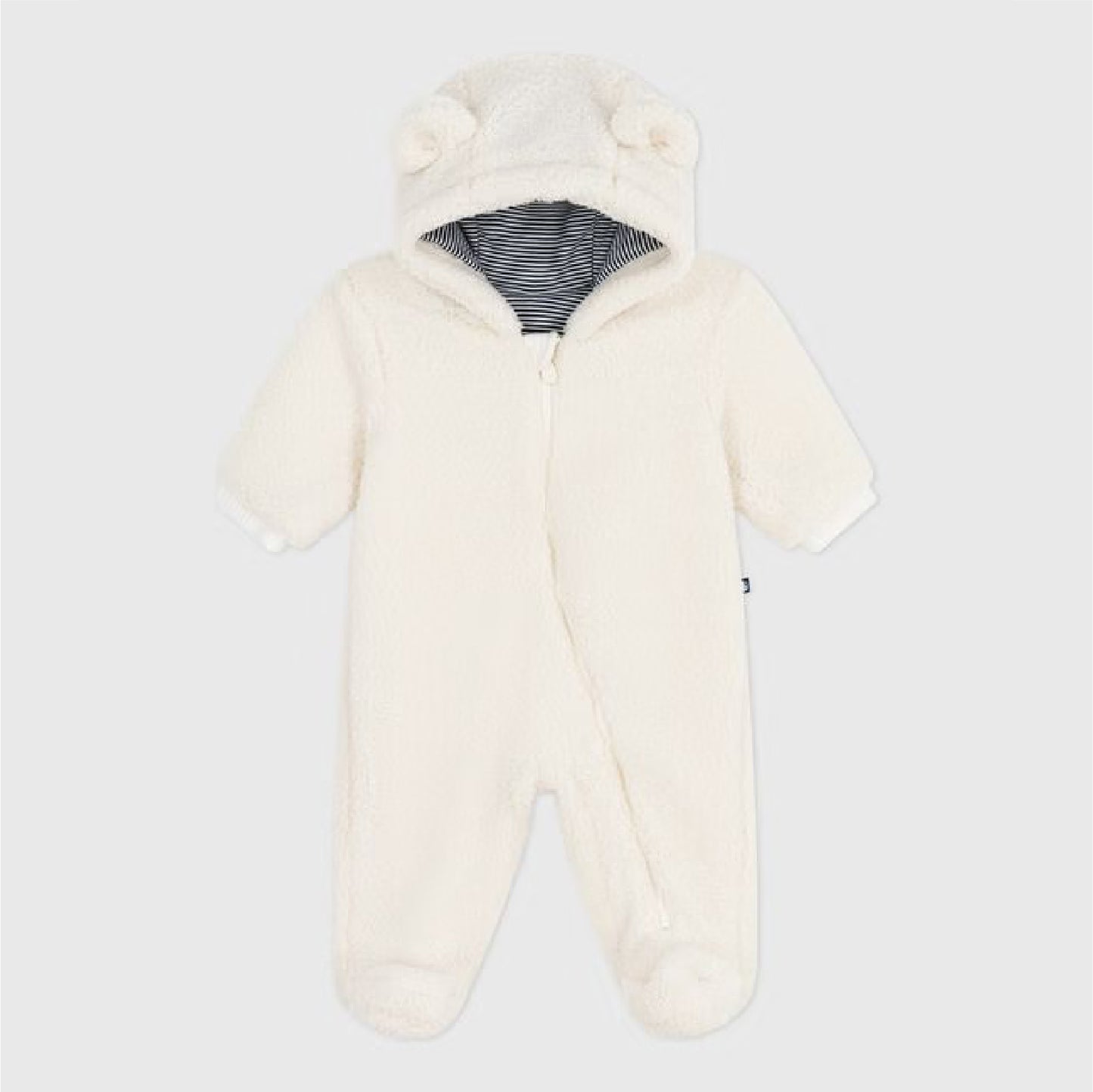 buitenpak met oortjes sherpa, milk - PETIT BATEAU