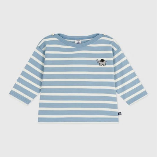 trui katoen, streep+olifant - PETIT BATEAU