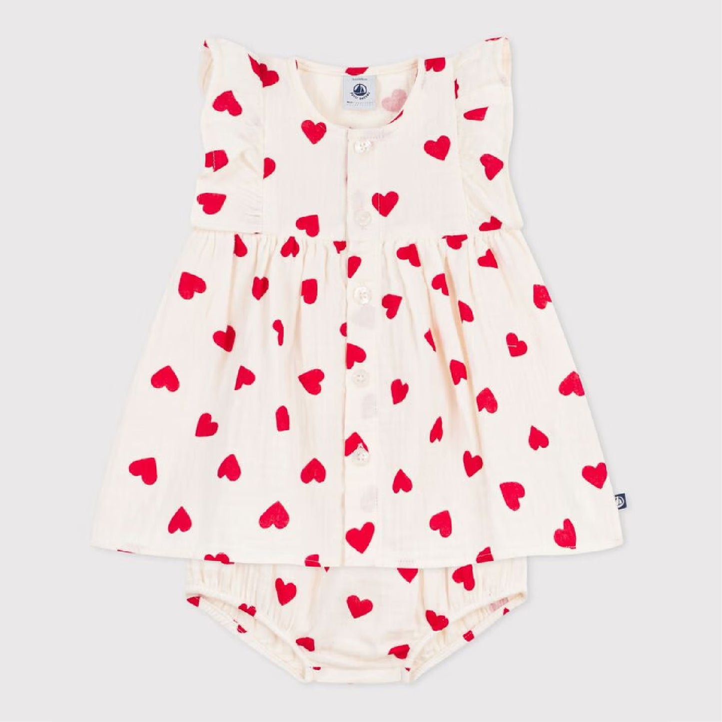 kleedje + bloomer, hartjesprint - PETIT BATEAU