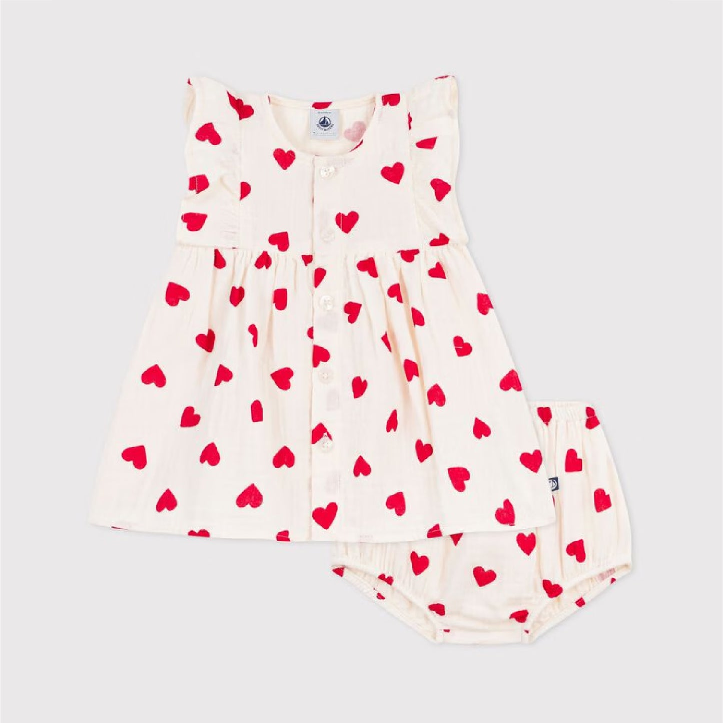 kleedje + bloomer, hartjesprint - PETIT BATEAU