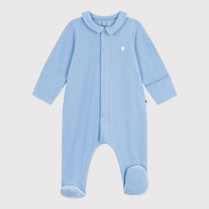 pyjama fluweel, blauw - PETIT BATEAU