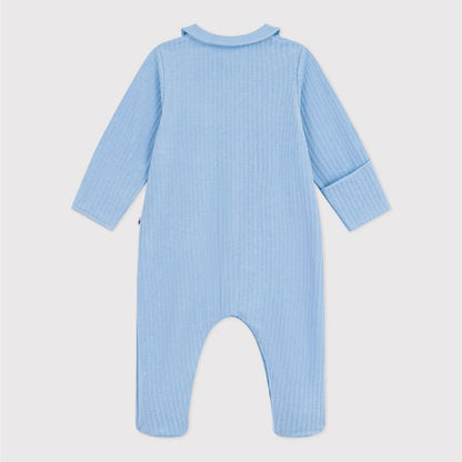 pyjama fluweel, blauw - PETIT BATEAU