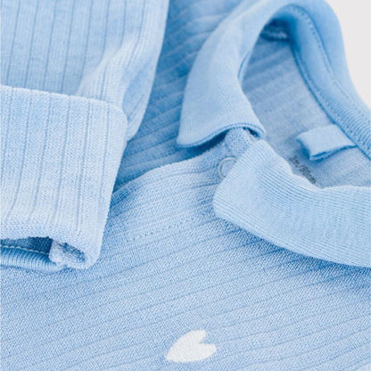 pyjama fluweel, blauw - PETIT BATEAU