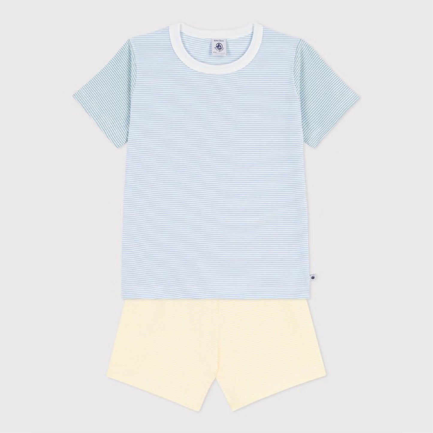 kinderpyjama katoen strepen, blauw/geel - PETIT BATEAU