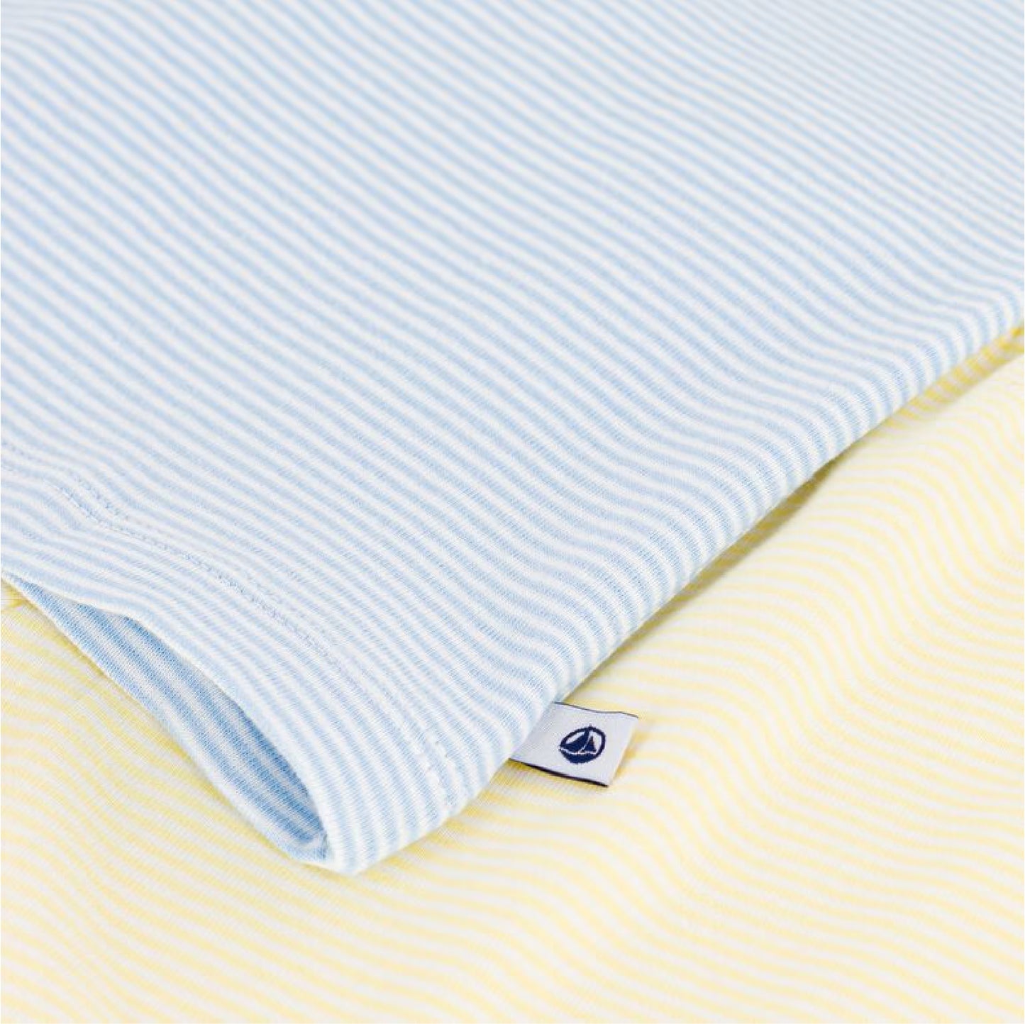 kinderpyjama katoen strepen, blauw/geel - PETIT BATEAU