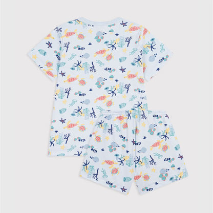kinderpyjama katoen lichtgevend, blue sea - PETIT BATEAU