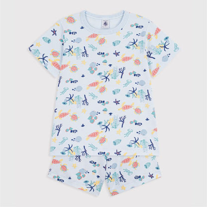 kinderpyjama katoen lichtgevend, blue sea - PETIT BATEAU