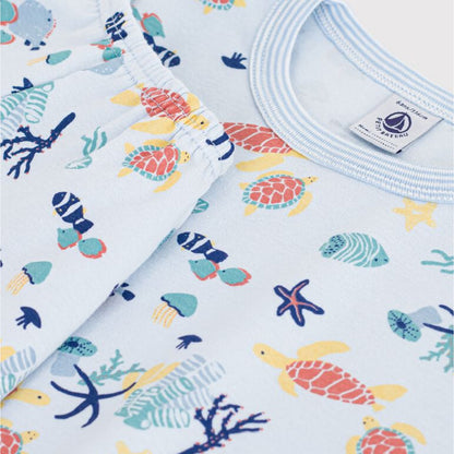 kinderpyjama katoen lichtgevend, blue sea - PETIT BATEAU