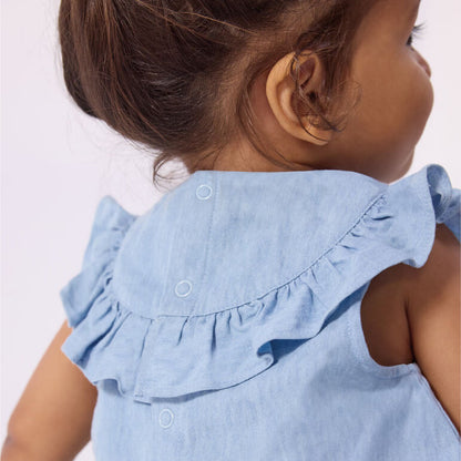 blouse denim, hartje blauw - PETIT BATEAU