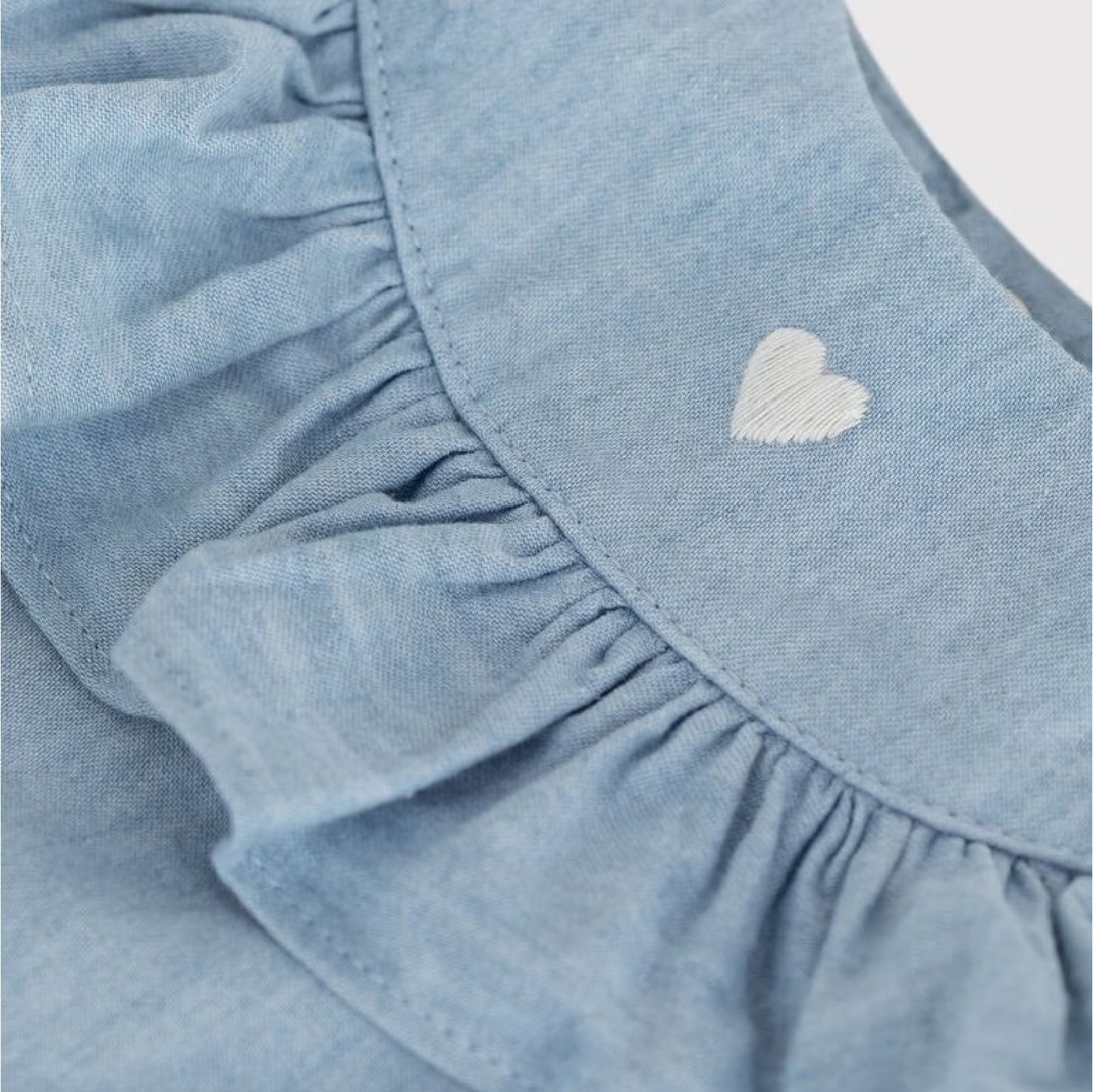blouse denim, hartje blauw - PETIT BATEAU