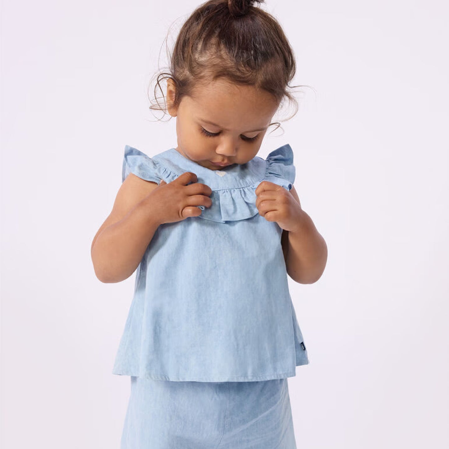 blouse denim, hartje blauw - PETIT BATEAU