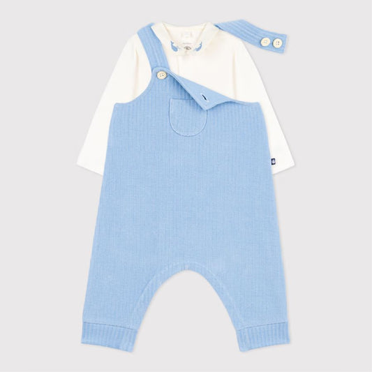 salopette + body, blauw - PETIT BATEAU