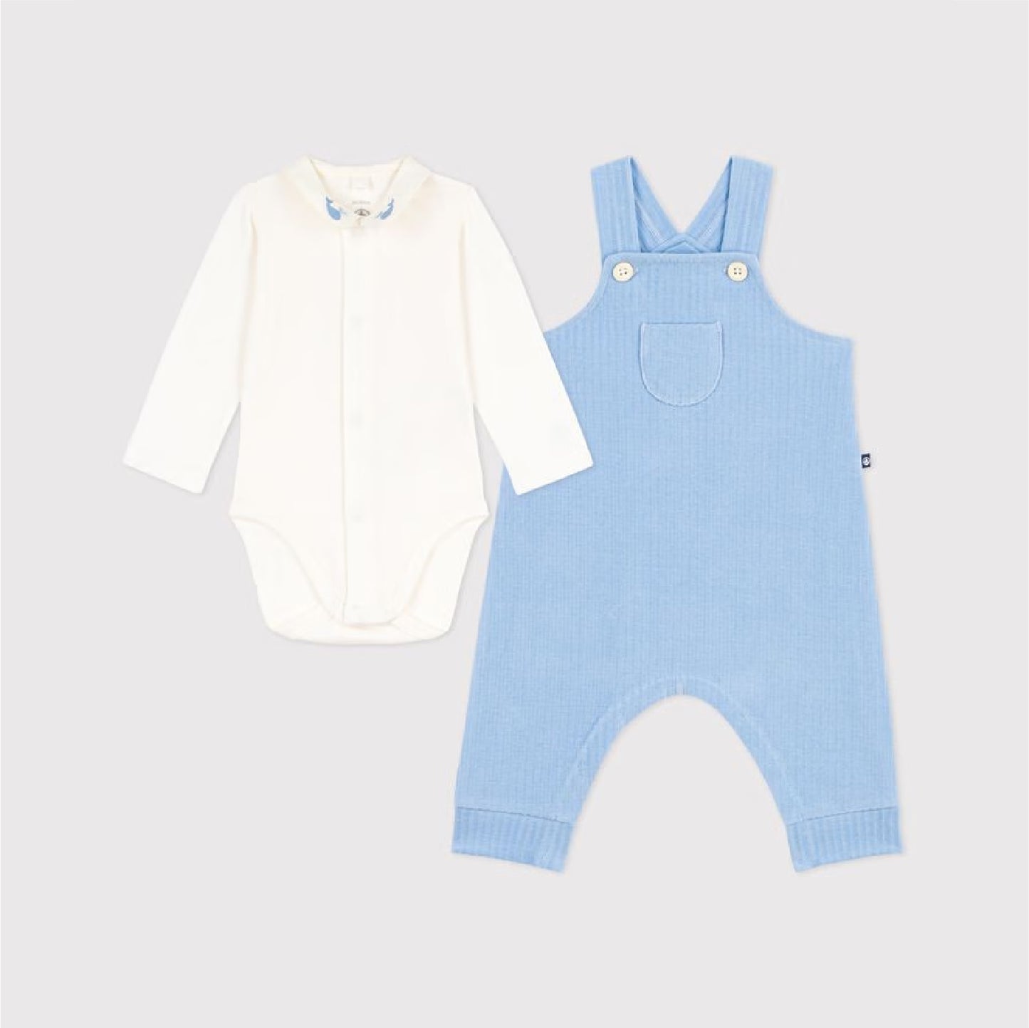 salopette + body, blauw - PETIT BATEAU
