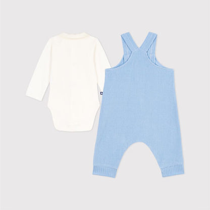 salopette + body, blauw - PETIT BATEAU