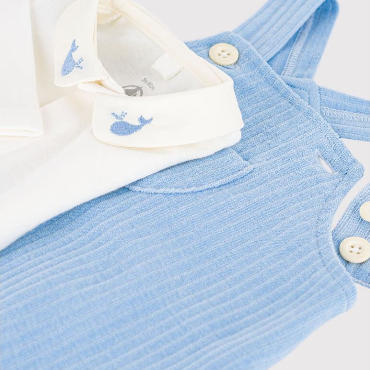 salopette + body, blauw - PETIT BATEAU