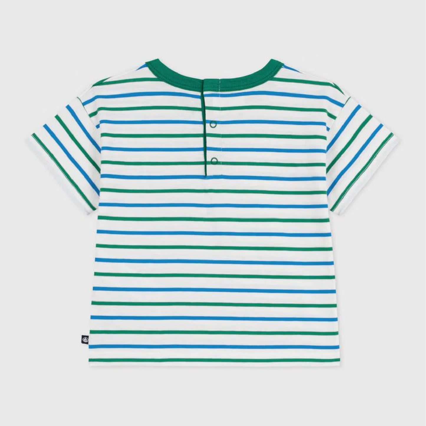 t-shirt korte mouw, green/blue stripes - PETIT BATEAU