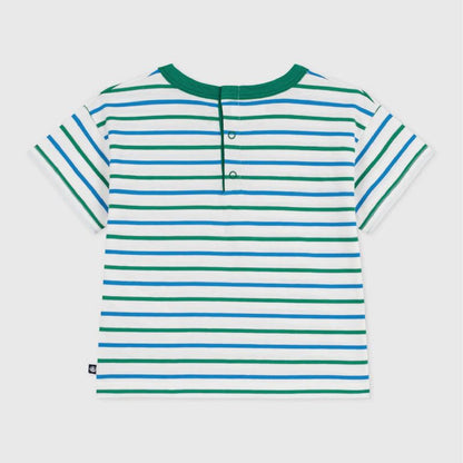 t-shirt korte mouw, green/blue stripes - PETIT BATEAU