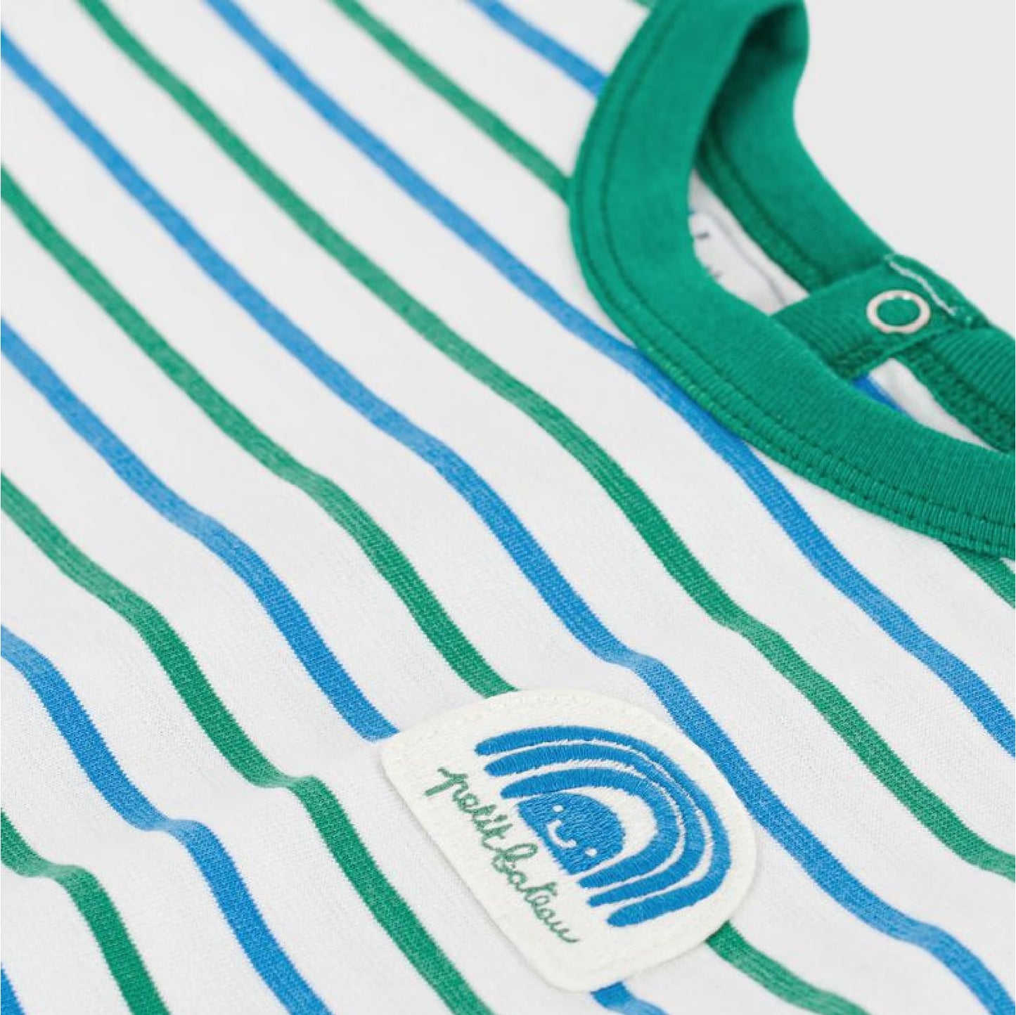t-shirt korte mouw, green/blue stripes - PETIT BATEAU