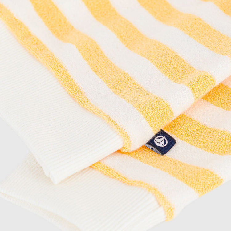 sweater badstof, streep geel/wit - PETIT BATEAU