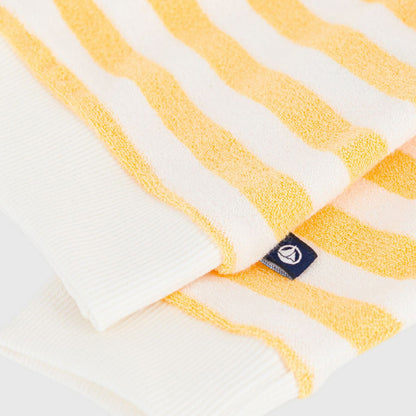 sweater badstof, streep geel/wit - PETIT BATEAU