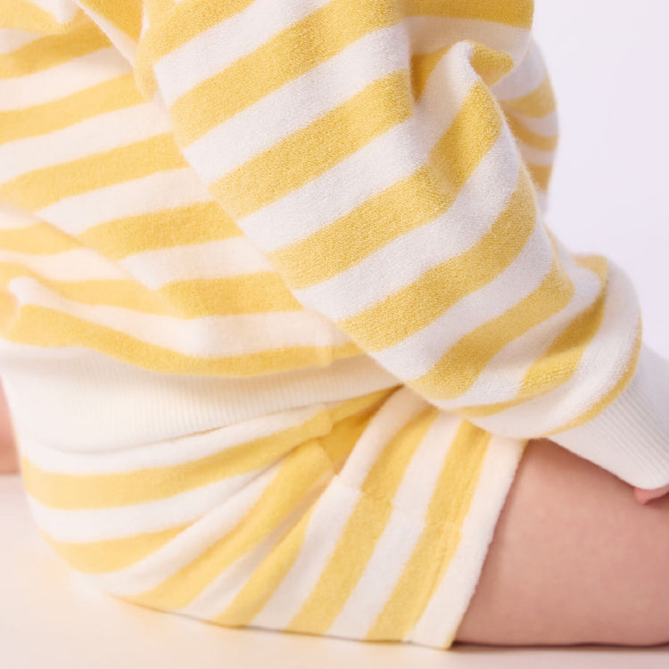 sweater badstof, streep geel/wit - PETIT BATEAU
