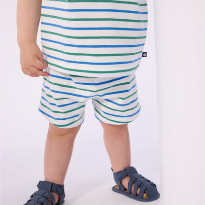 short, green/blue stripes - PETIT BATEAU
