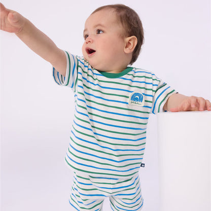short, green/blue stripes - PETIT BATEAU