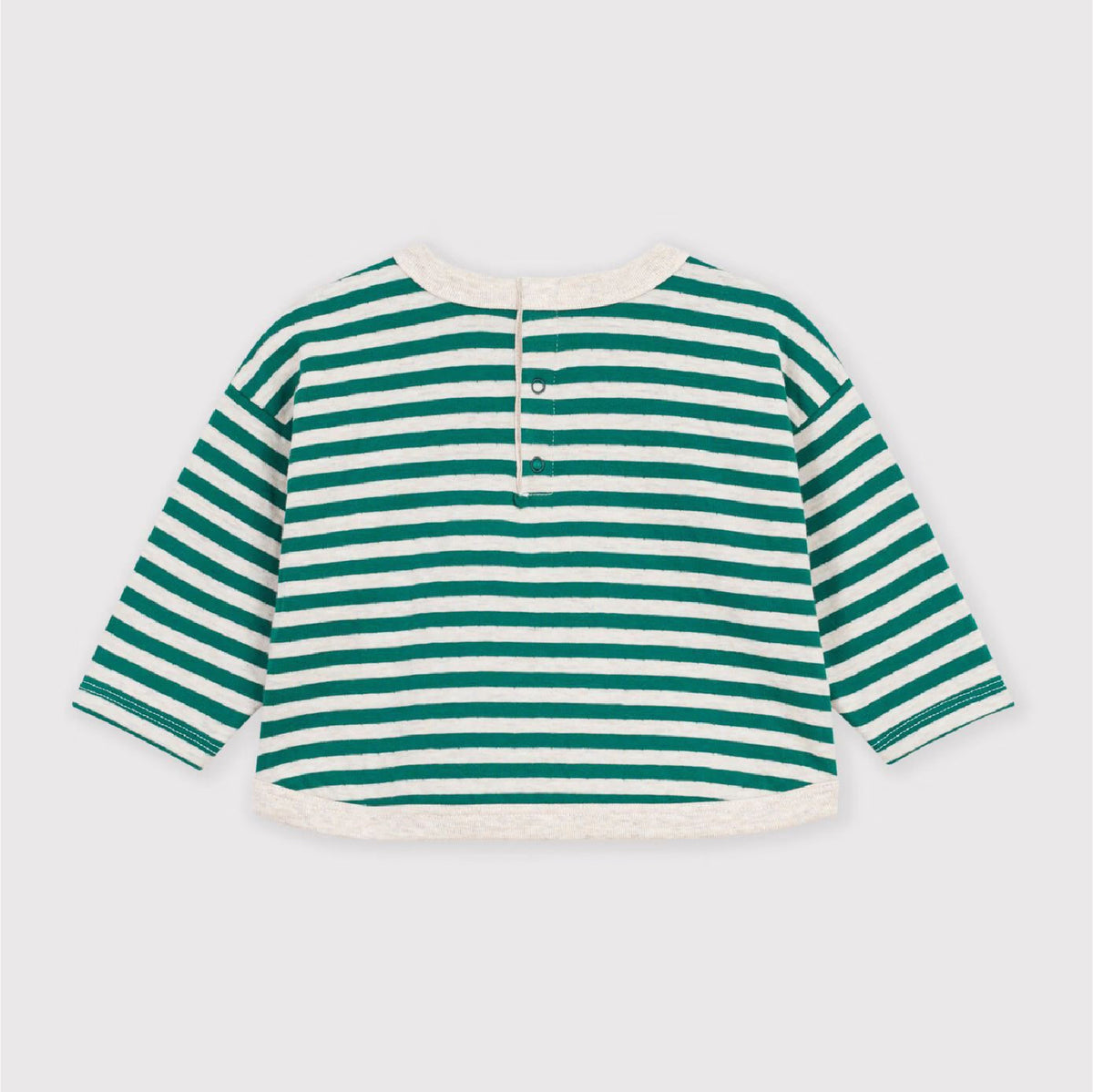 tshirt lange mouwen streep, groen - PETIT BATEAU