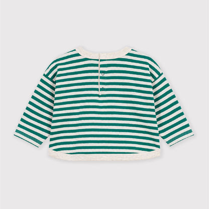 tshirt lange mouwen streep, groen - PETIT BATEAU