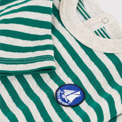 tshirt lange mouwen streep, groen - PETIT BATEAU